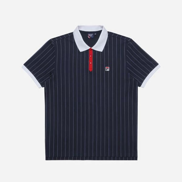 Fila Polokošeľa Damske Námornícka Modrá - Line Pinstripe S/S Vypredaj - Slovakia 64305-LDMG